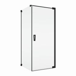 Czarna kabina prysznicowa z drzwiami wahadłowymi Sanswiss Cadura Black Line CA1CD+CAT1 czarny mat - drzwi prawe