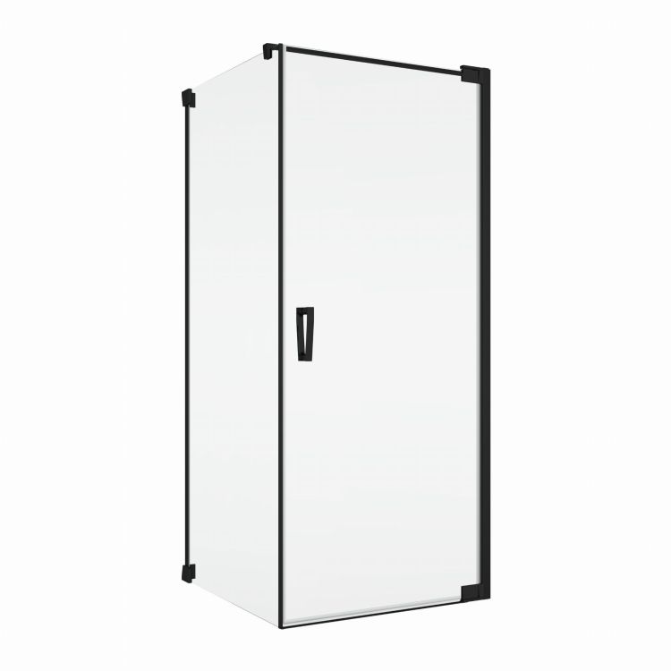 Czarna kabina prysznicowa z drzwiami wahadłowymi Sanswiss Cadura Black Line CA1CD+CAT1 czarny mat - drzwi prawe