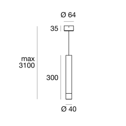 PUCCINI lampa wisząca LED, 4W, 300x40mm, chrom