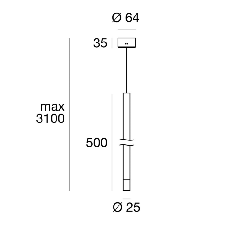 PUCCINI lampa wisząca LED, 2W, 500x25mm, złoto