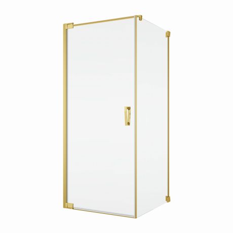 Przejdź do produktu Kabina prysznicowa 90x90x200 cm ze złotymi profilami i drzwiami otwieranymi w obie strony Sanswiss Cadura Gold Line CA1C0901207+CAT10901207