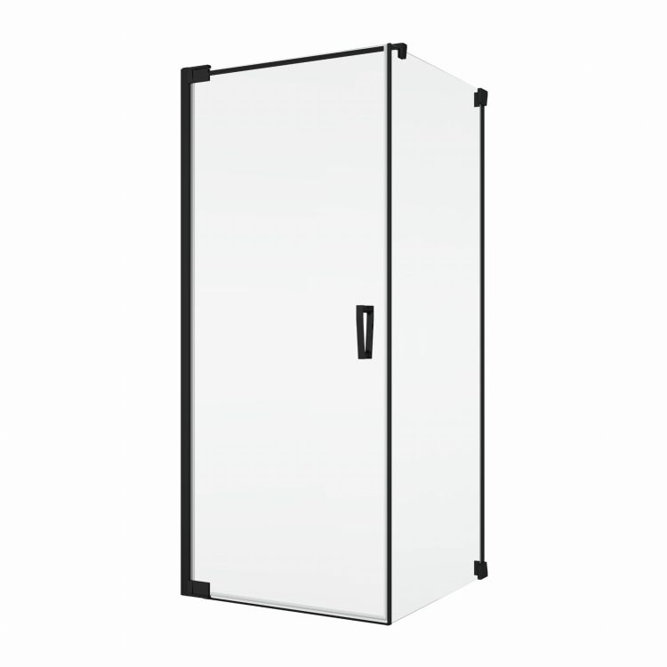 Czarna kabina prysznicowa z drzwiami wahadłowymi Sanswiss Cadura Black Line CA1CG+CAT1 czarny mat - drzwi lewe