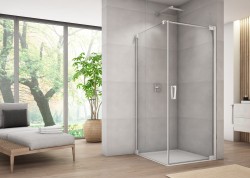 Kabina prysznicowa 70x70x200 cm z drzwiami otwieranymi w obie strony Sanswiss Cadura White Line CA1CD0700907+CAT0700907 biały mat