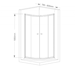ARLETA kabina prysznicowa półokrągła 800x800mm, szkło czyste