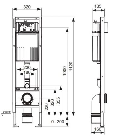 Przejdź do produktu Wąski stelaż podtynkowy tylko 32 cm szerokości TeceBase do zabudowy w ścianie do misek wc wiszących do małych łazienek i toalet