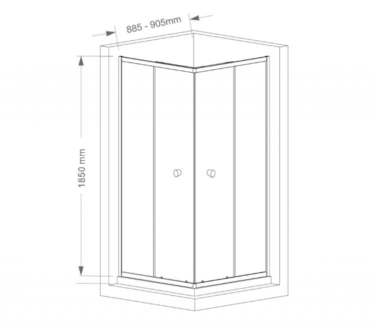 AGGA kabina prysznicowa narożna 900x900mm, szkło czyste