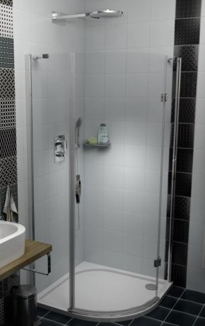 Przejdź do produktu LEGRO kabina prysznicowa półokrągła, 1 drzwi 900x900mm, szkło czyste