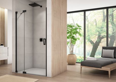 Przejdź do produktu Czarne drzwi prysznicowe wahadłowe 90x200 cm Sanswiss Cadura Black Line CA13D0900607+V2.CA.06 czarny mat