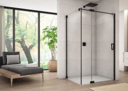 Kabina prysznicowa 75x200x100 cm z czarnymi profilami i drzwiami otwieranymi w obie strony Sanswiss Cadura Black Line CA13G0750607+CAT31000607+V2.CA.06