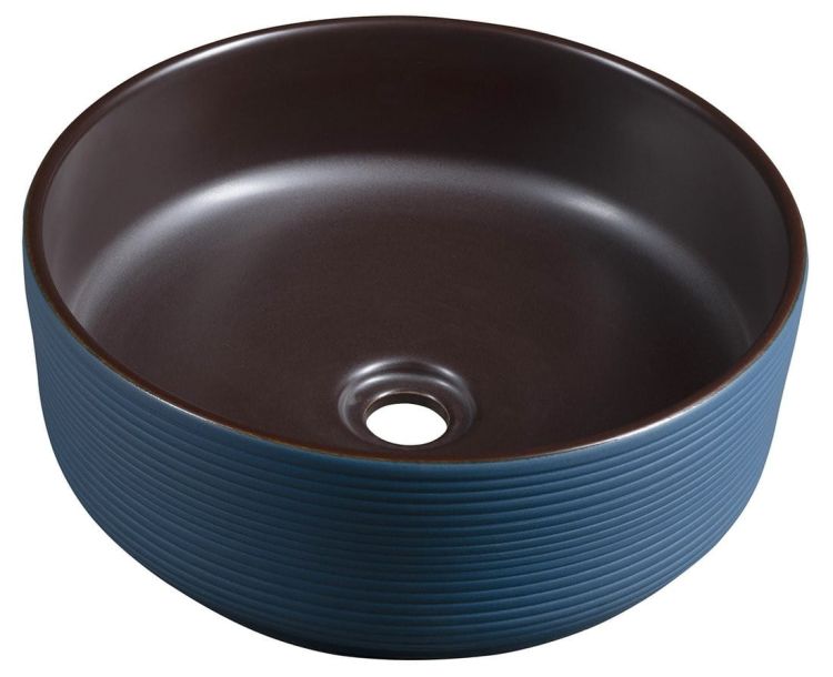 PRIORI umywalka ceramiczna nablatowa Ø 41 cm, niebieski/szary