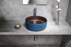 PRIORI umywalka ceramiczna nablatowa Ø 41 cm, niebieski/szary