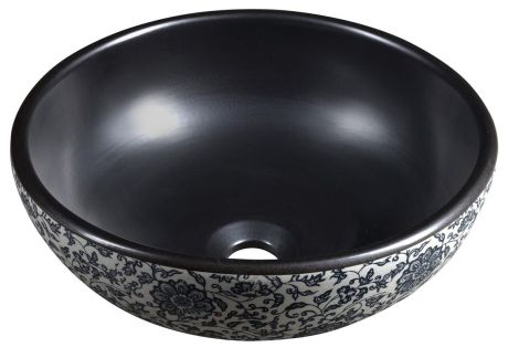 Przejdź do produktu PRIORI umywalka ceramiczna nablatowa Ø 41cm, czarny z niebieskim wzorem