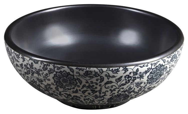 PRIORI umywalka ceramiczna nablatowa Ø 41cm, black z niebieskim wzorem