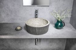 PRIORI umywalka ceramiczna nablatowa Ø 41 cm, granit