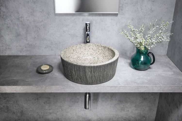 PRIORI umywalka ceramiczna nablatowa Ø 41 cm, granit