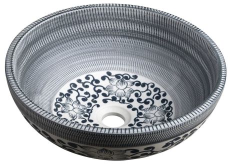 Przejdź do produktu PRIORI umywalka ceramiczna nablatowa Ø 41 cm, niebieski ze wzorem