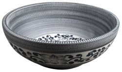PRIORI umywalka ceramiczna nablatowa Ø 41 cm, niebieski z wzorem