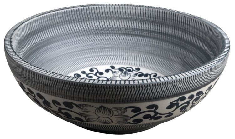 PRIORI umywalka ceramiczna nablatowa Ø 41 cm, niebieski z wzorem