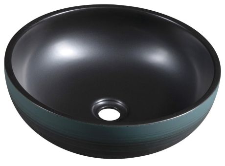 Przejdź do produktu PRIORI umywalka ceramiczna nablatowa, średnica 41cm, czarny/zielony