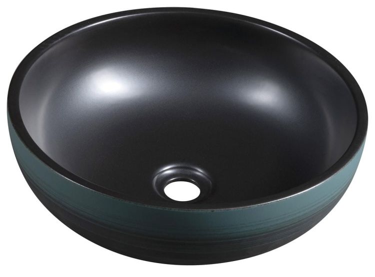 PRIORI umywalka ceramiczna nablatowa Ø 41cm, czarny/zielony