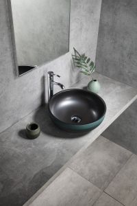 PRIORI umywalka ceramiczna nablatowa Ø 41cm, czarny/zielony