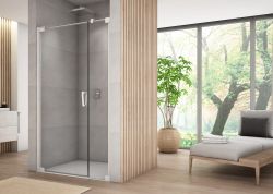 Białe drzwi prysznicowe wahadłowe 100x200 cm Sanswiss Cadura White Line CA31CG1000907 biały mat lewe