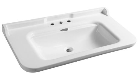 Przejdź do produktu WALDORF umywalka ceramiczna 120x55cm, z 3 otworami na baterię, biały