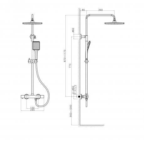 Przejdź do produktu Zestaw prysznicowy z baterią termostatyczną, chrom