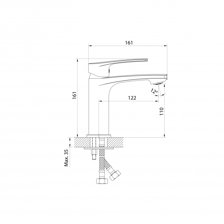 KORANA bateria umywalkowa bez odpływu, chrom