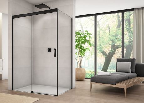 Przejdź do produktu Kabina prysznicowa 100x200x100 cm z czarnymi profilami i drzwiami przesuwnymi Sanswiss Cadura Black Line CAS2G1000607+CAST1000607 czarny mat