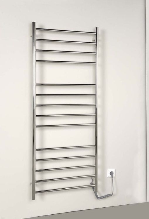 REDONDO elektryczna suszarka na ręczniki, okrągła, 630x1160 mm, 130 W, stal nierdzewna polerowana