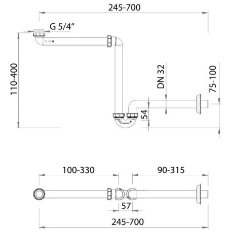 Przejdź do produktu Syfon umywalkowy zajmujący mało miejsca 5/4", DN32, biały