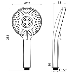 Słuchawka prysznicowa z masażem, 3 tryby, Ø 120 mm, ABS/złoto mat