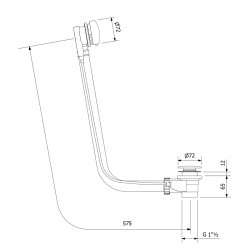 Zestaw odpływowy z korkiem automatycznym, długość 575mm, korek 72mm, złoto mat