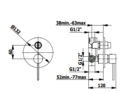 Przejdź do produktu Zestaw natryskowy z deszczownicą 25 cm, baterią podtynkową z przełącznikiem i rączką prysznicową Demm Spike 68ZES25 chrom
