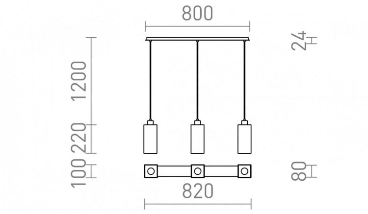 LIZ III 80 wisząca czarna szkło/chrom 230V LED E27 3x11W