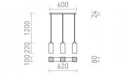LIZ III 60 wisząca czarna szkło/chrom 230V LED E27 3x11W