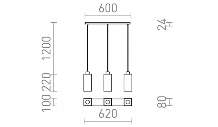 LIZ III 60 wisząca czarna szkło/chrom 230V LED E27 3x11W