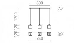 DADOS III 80 wisząca szkło opalowe/nikiel mat 230V LED E27 3x11W