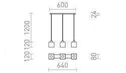 DADOS III 60 wisząca szkło opalowe/chrom 230V LED E27 3x11W