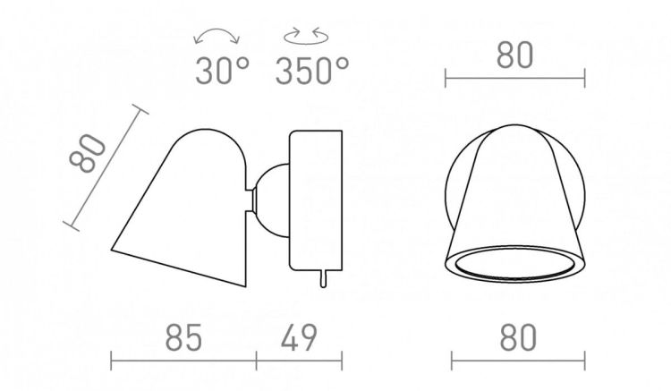 STIG ścienna czarna  230V LED 5.6W 34°  3000K