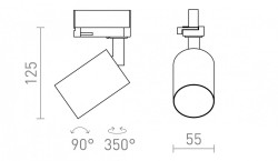 DUDE do 3-faz. szyny czarna 230V LED GU10 9W