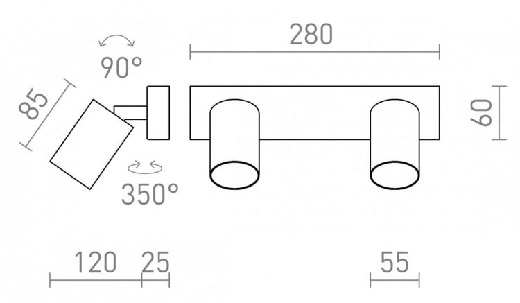 DUDE II natynkowa biała 230V LED GU10 2x9W