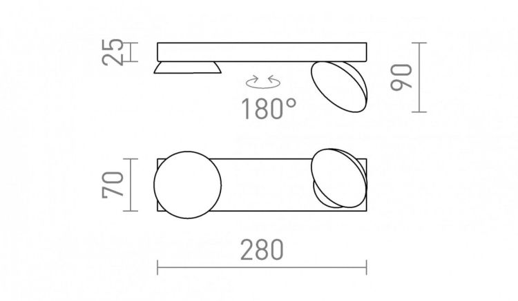 ELISEO II natynkowa biała  230V LED 2x5W  3000K