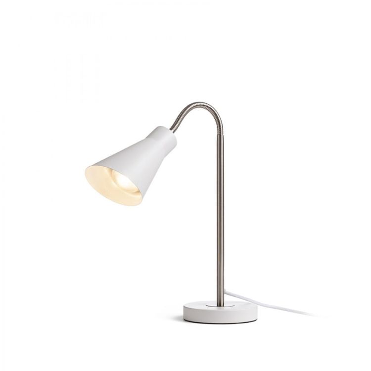 ANIKA stołowa biała matowa nikiel mat 230V E27 40W