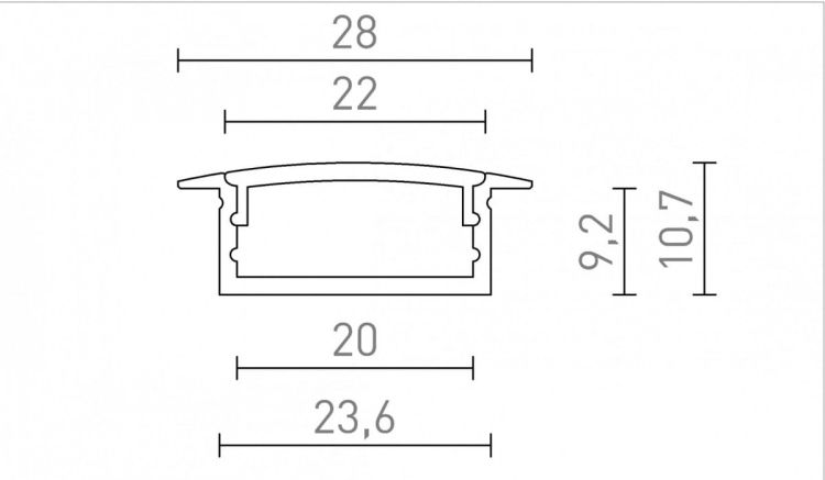 LED PROFILE A wpuszczany 1m  aluminium/akryl mleczny
