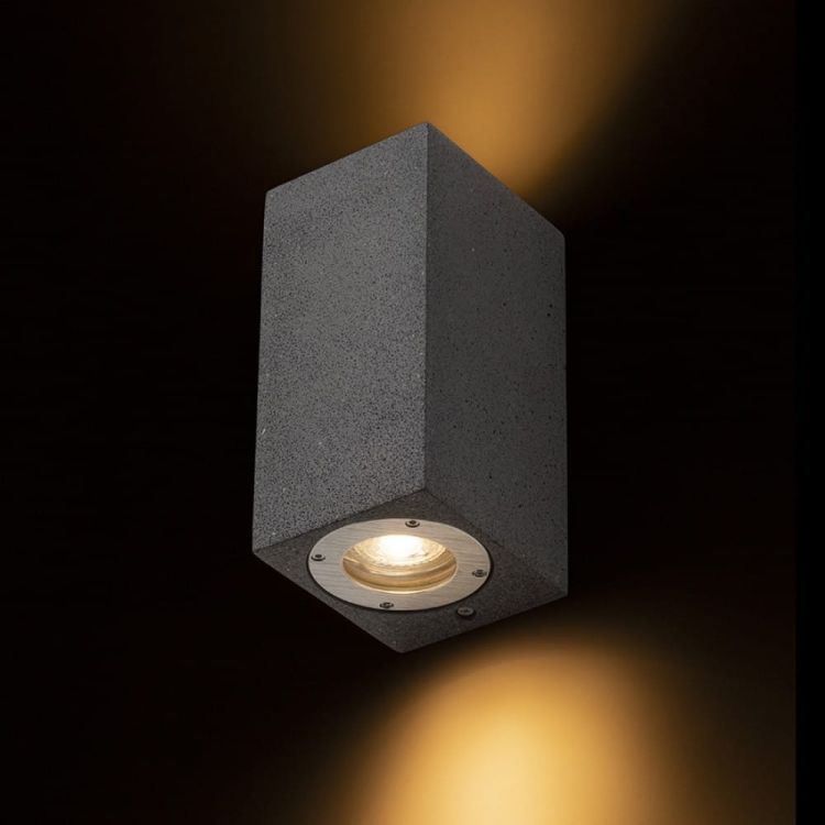 KANE II ścienna  beton/decor ciemny granit 230V LED GU10 2x5W IP65