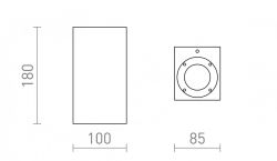 KANE II ścienna  beton/decor ciemny granit 230V LED GU10 2x5W IP65