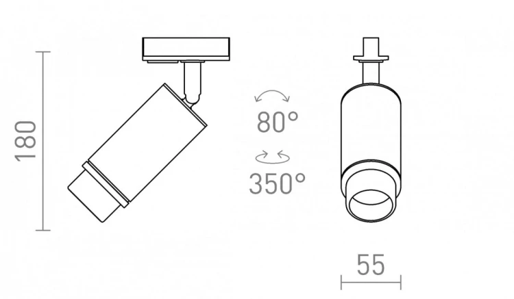 OPTIMUS do 1-faz. szyny biała 230V LED GU10 9W 10 50°