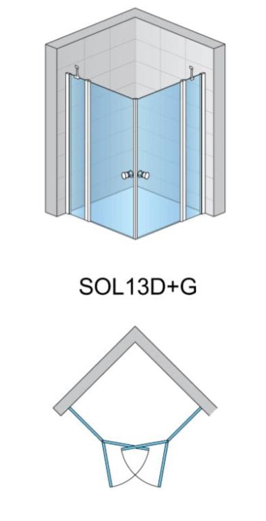 Kabina prysznicowa narożna SanSwiss Solino SOL13D+G rys.tech.